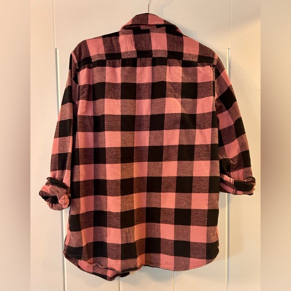 Hollister pink & black plaid flannel button up. Size L. - Picture 2 of 2